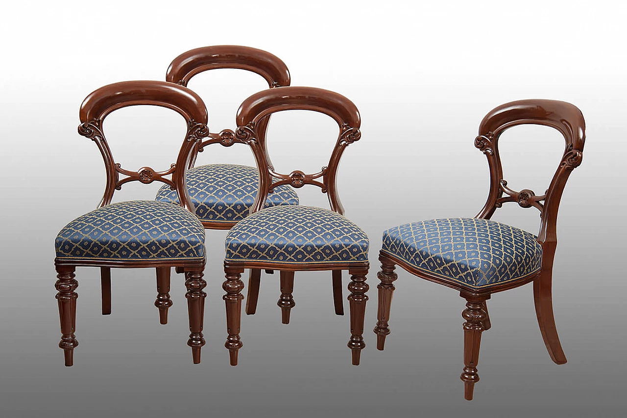 4 Victorian solid mahogany chairs, first half of the 19th century 1