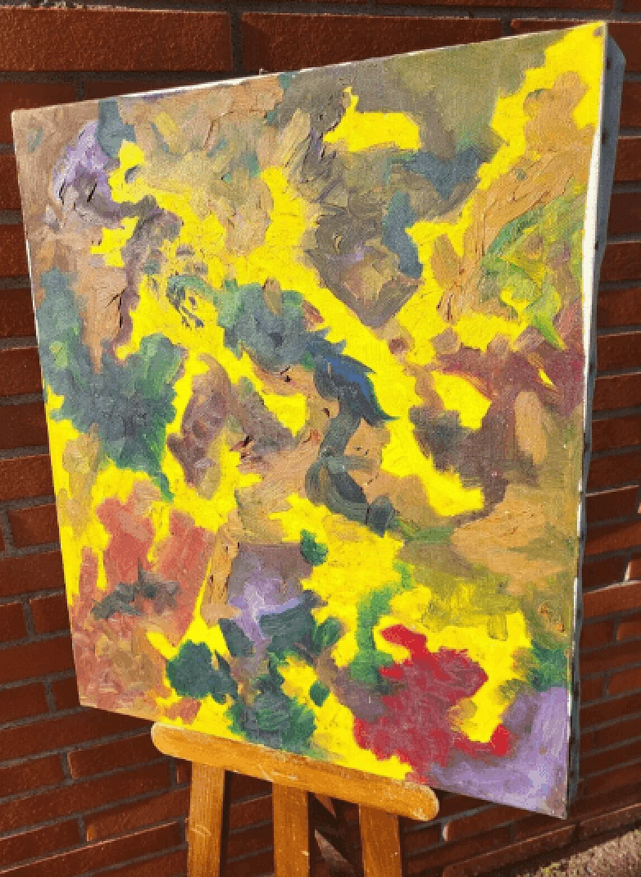 Abstract painting in shades of yellow and orange, late 20th century 5