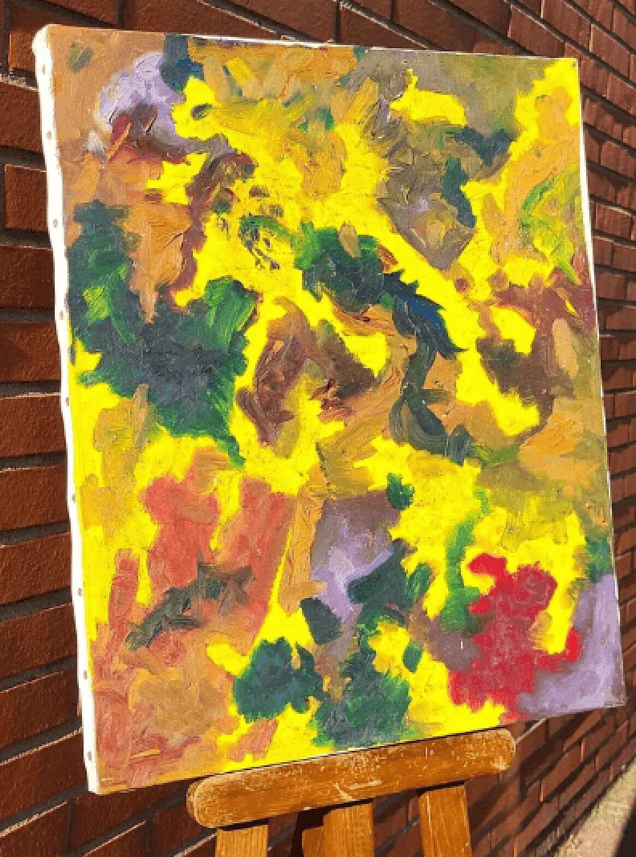 Abstract painting in shades of yellow and orange, late 20th century 6