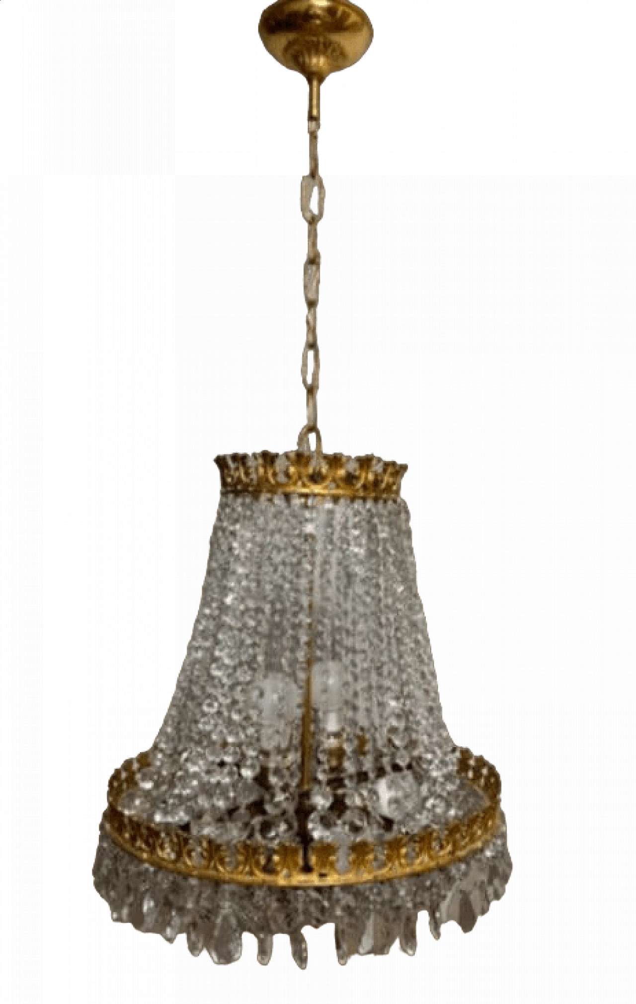 Empire-style chandelier in rock crystal and bronze, 1960s 7