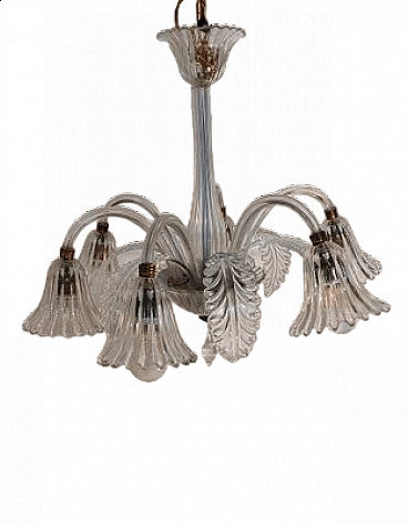 Murano glass chandelier by Barovier with 6 lights, 1950s