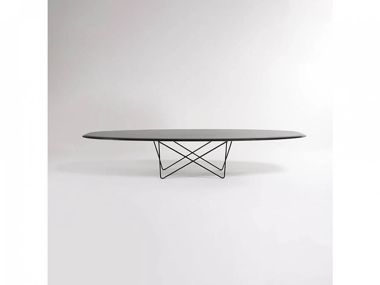 Oval wood and metal table, 1960s 1