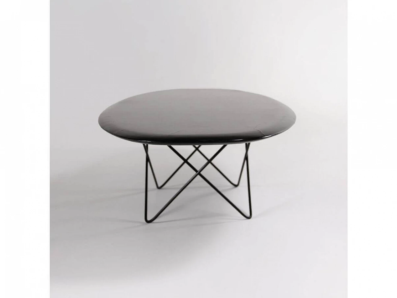 Oval wood and metal table, 1960s 3