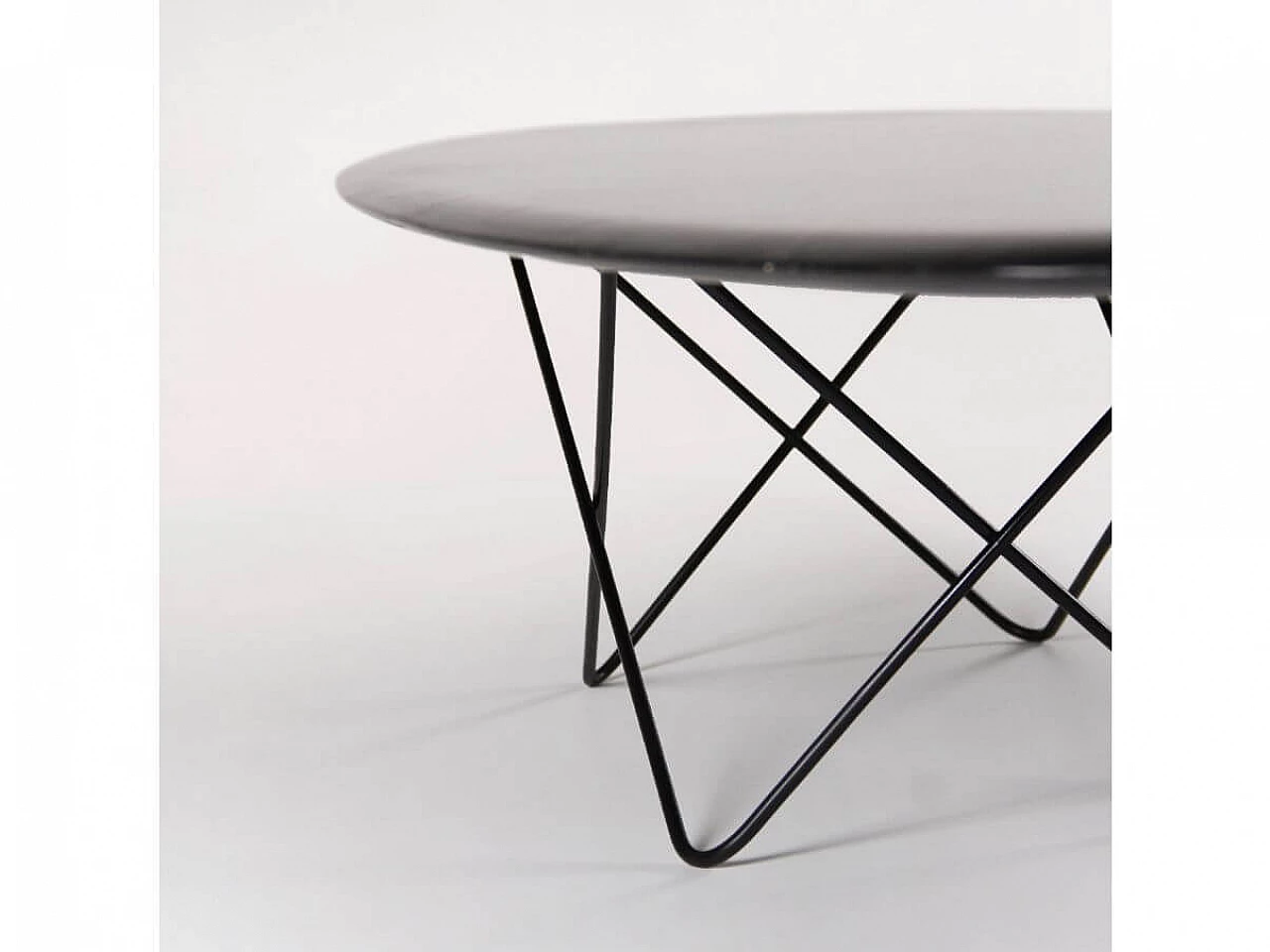 Oval wood and metal table, 1960s 6