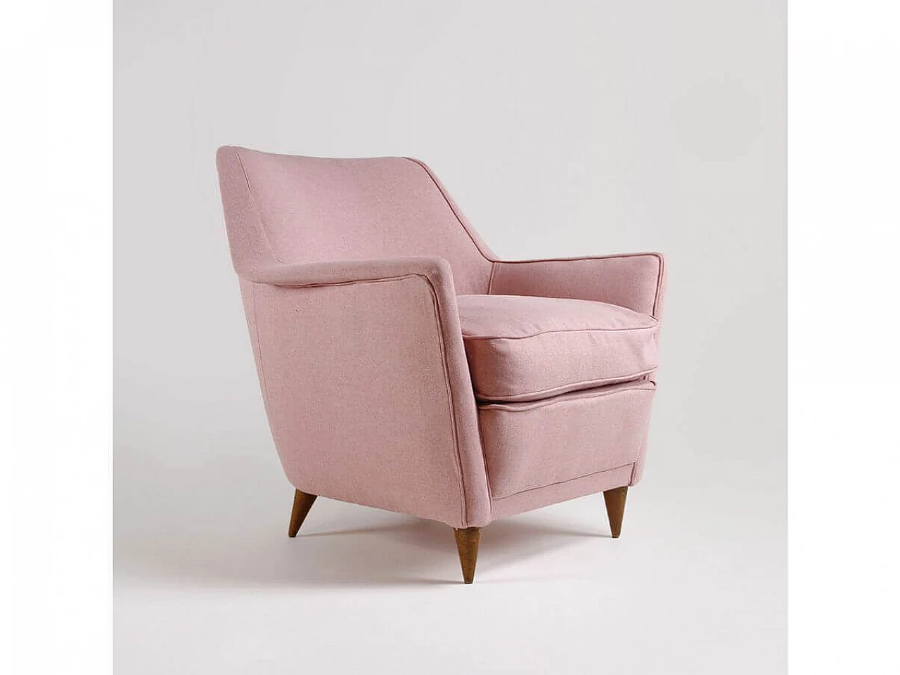 Pink fabric armchair, 1950s 2