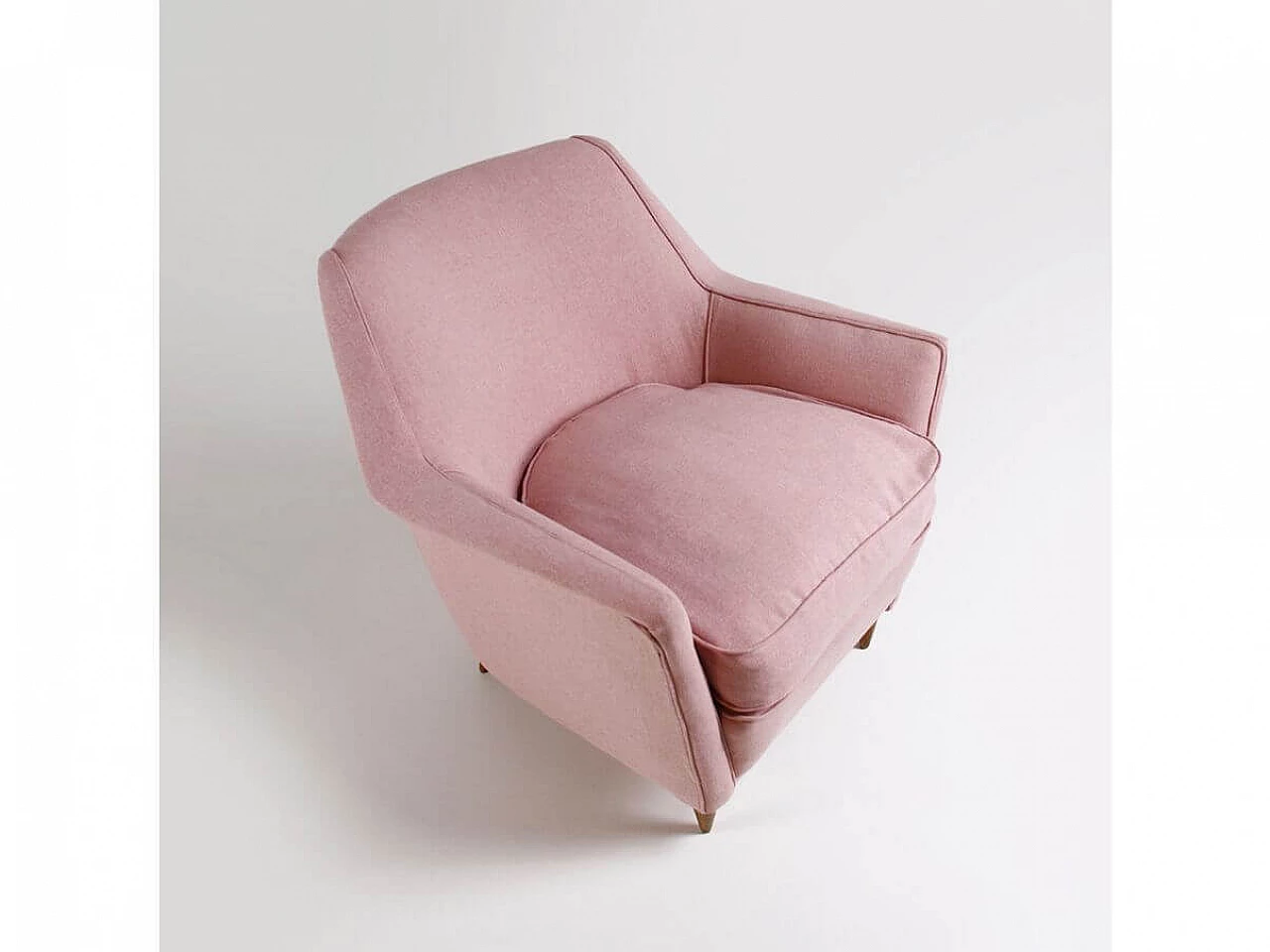 Pink fabric armchair, 1950s 3