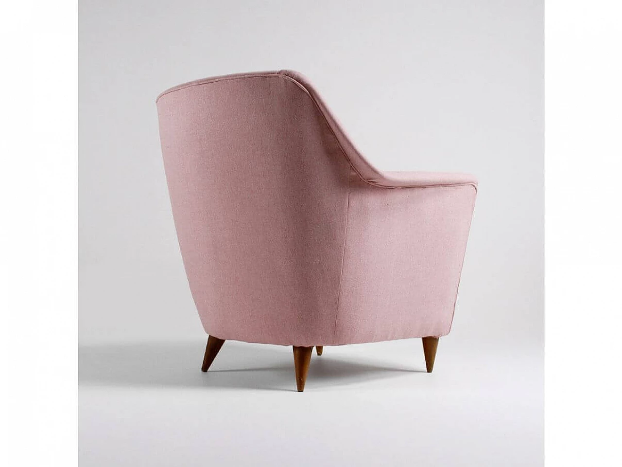 Pink fabric armchair, 1950s 6