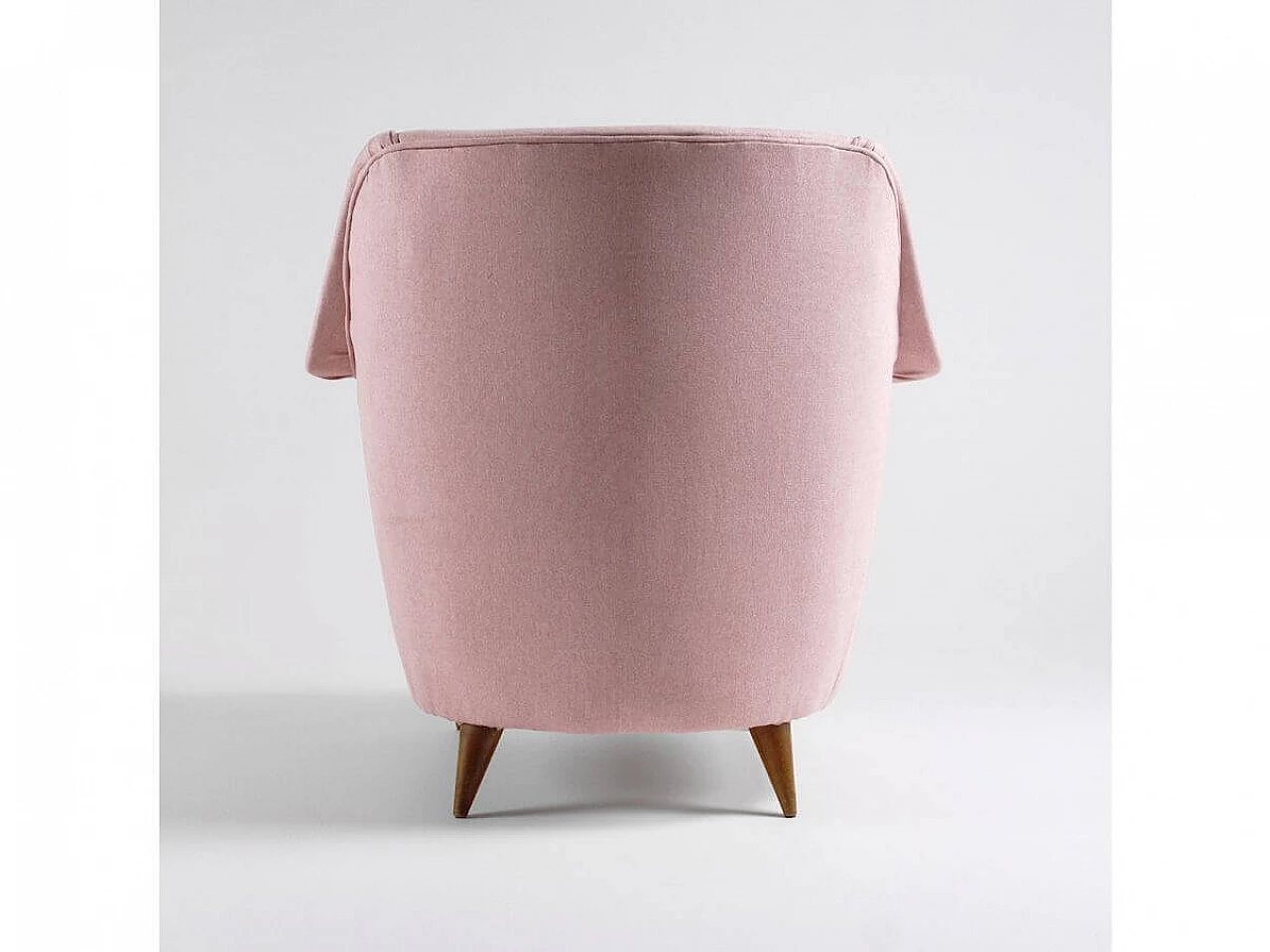 Pink fabric armchair, 1950s 7