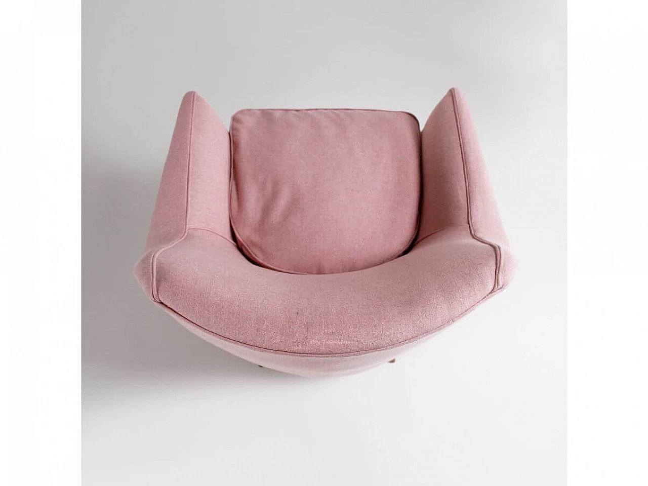 Pink fabric armchair, 1950s 8