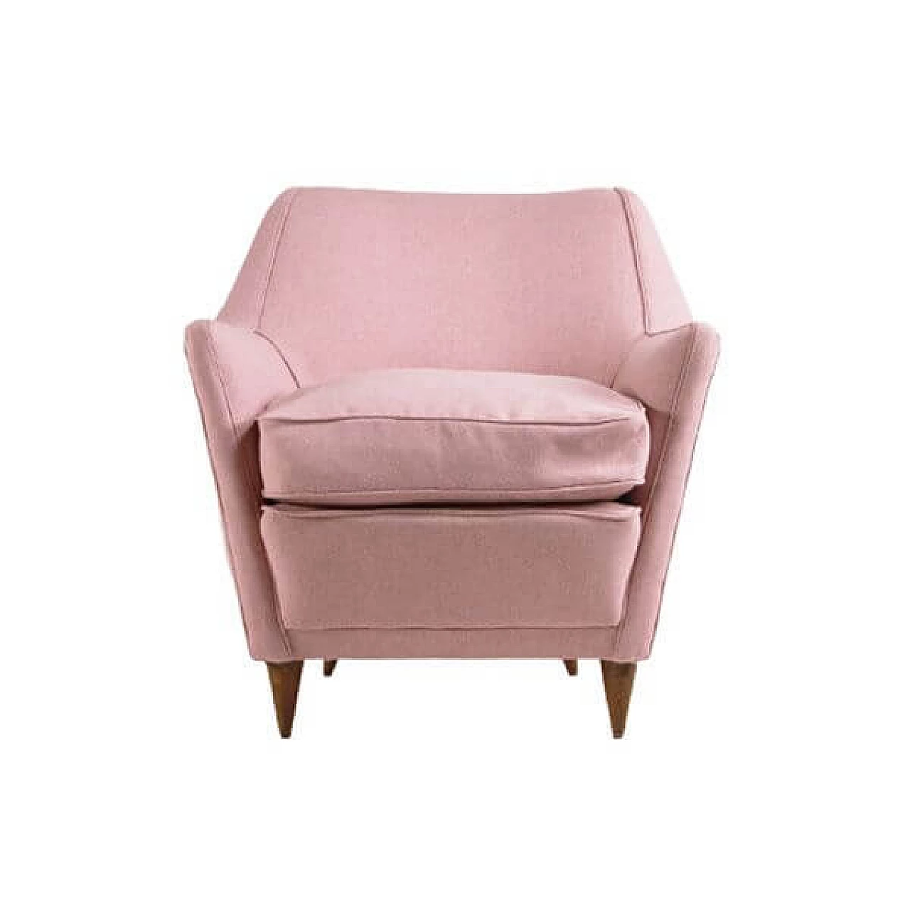 Pink fabric armchair, 1950s 9