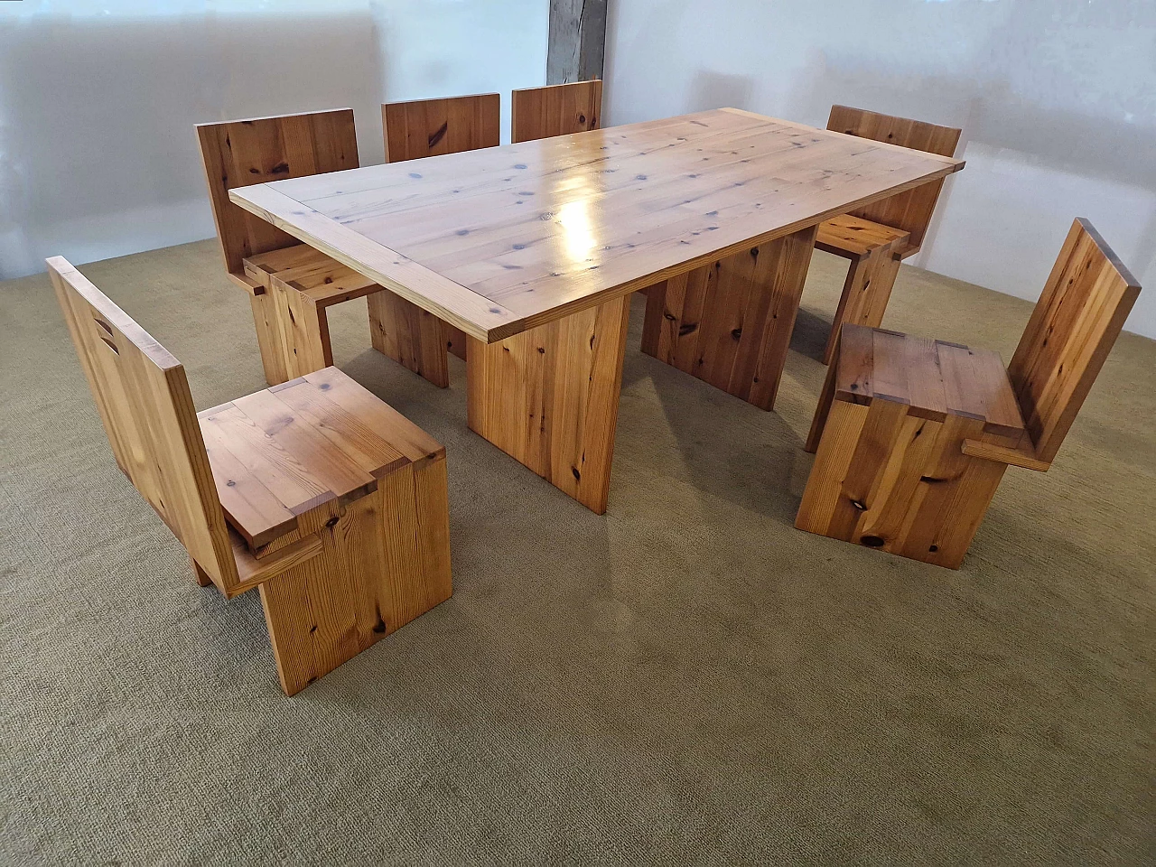 Stone pine table, 1980s 5