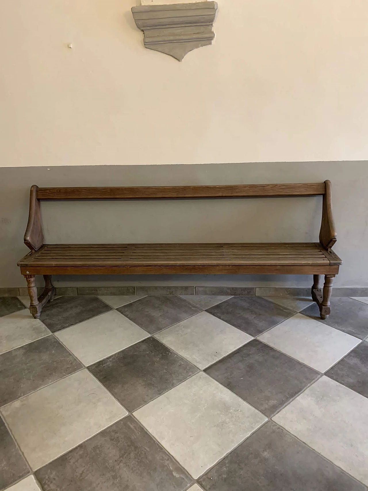 Wooden bench with reclining backrest, early 1900s 7