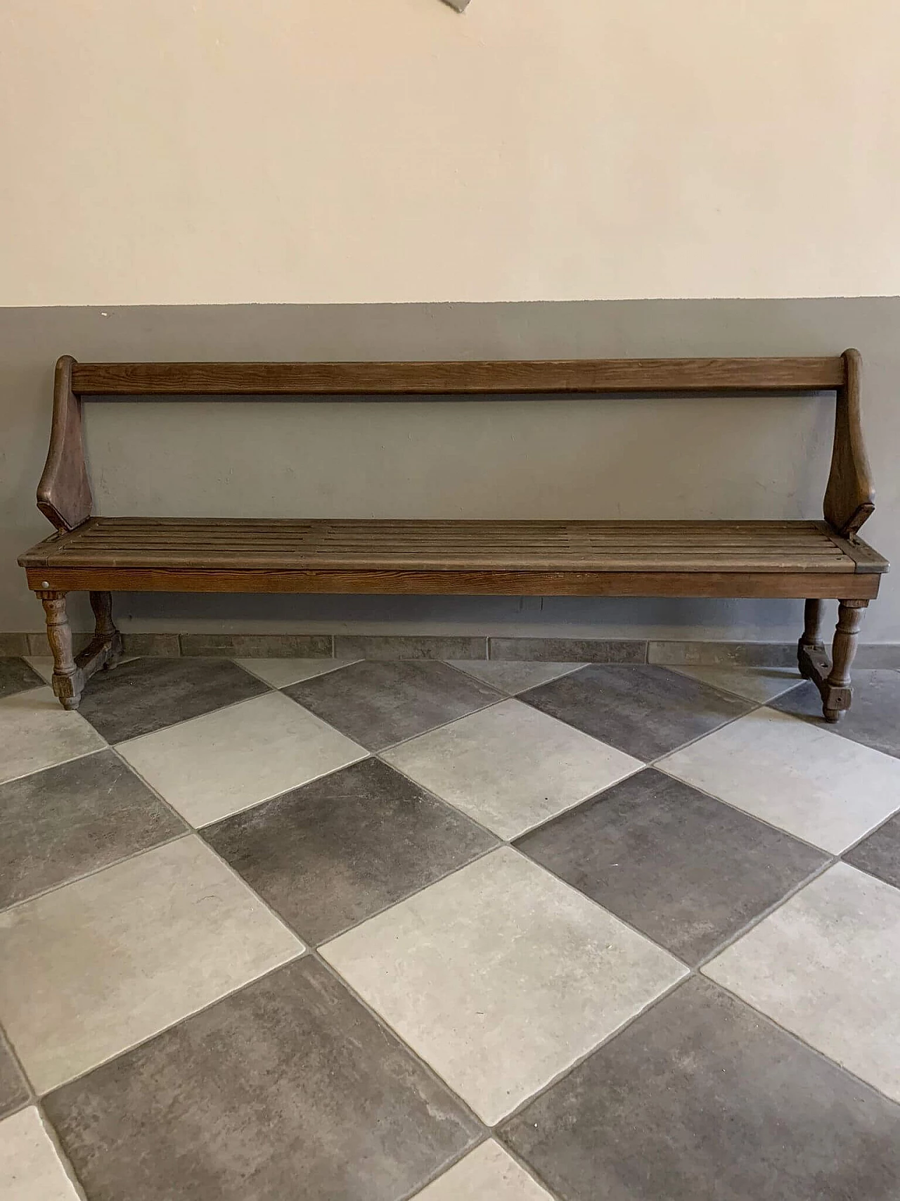 Wooden bench with reclining backrest, early 1900s 8