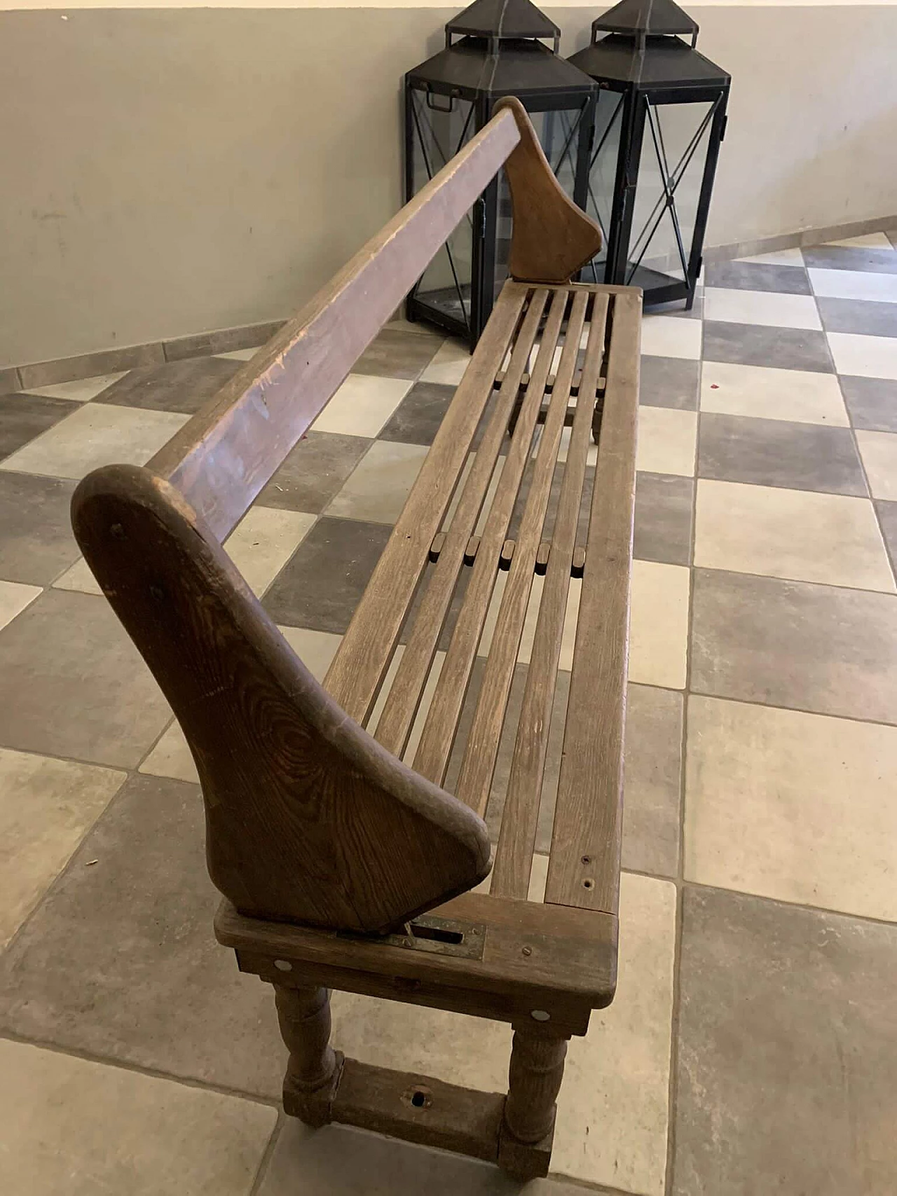 Wooden bench with reclining backrest, early 1900s 9