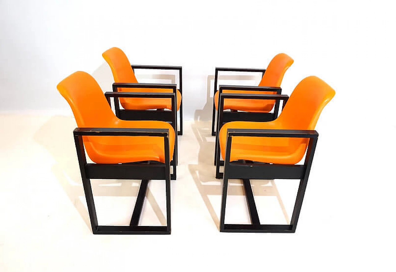 4 Wooden chairs, 1970s 2