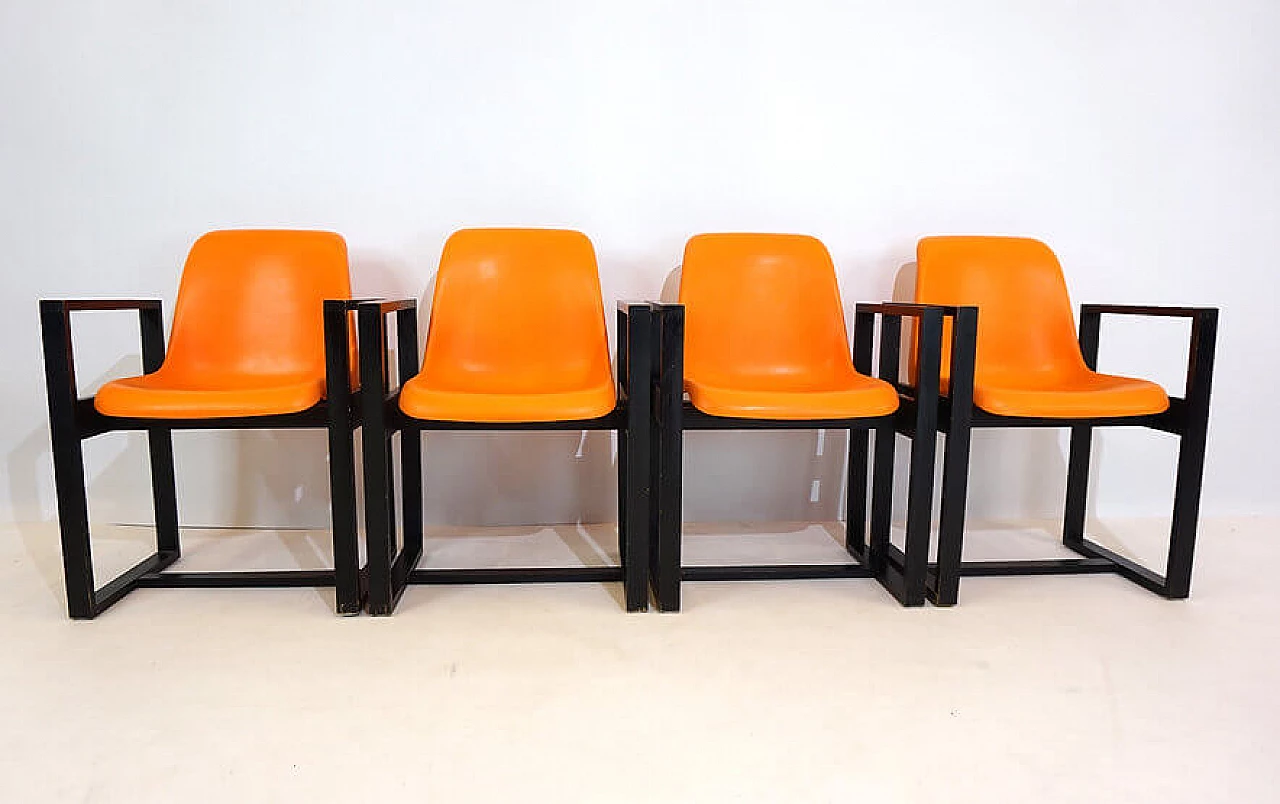 4 Wooden chairs, 1970s 6