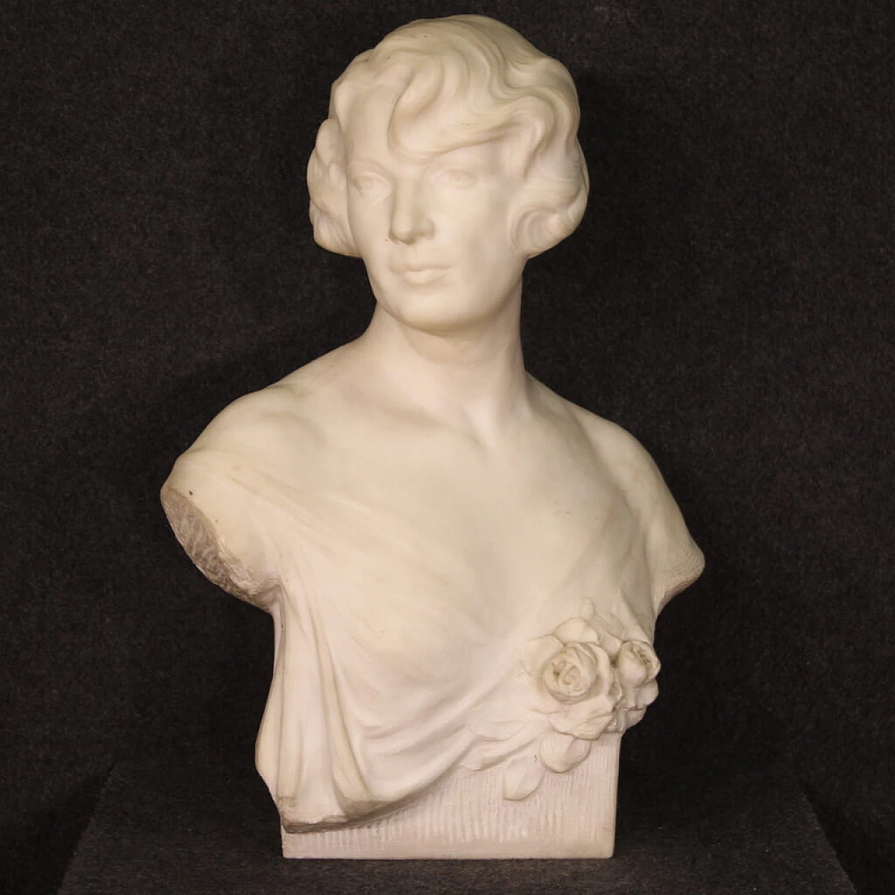 Paul Du Bois, female bust, white marble sculpture, 1930s 1