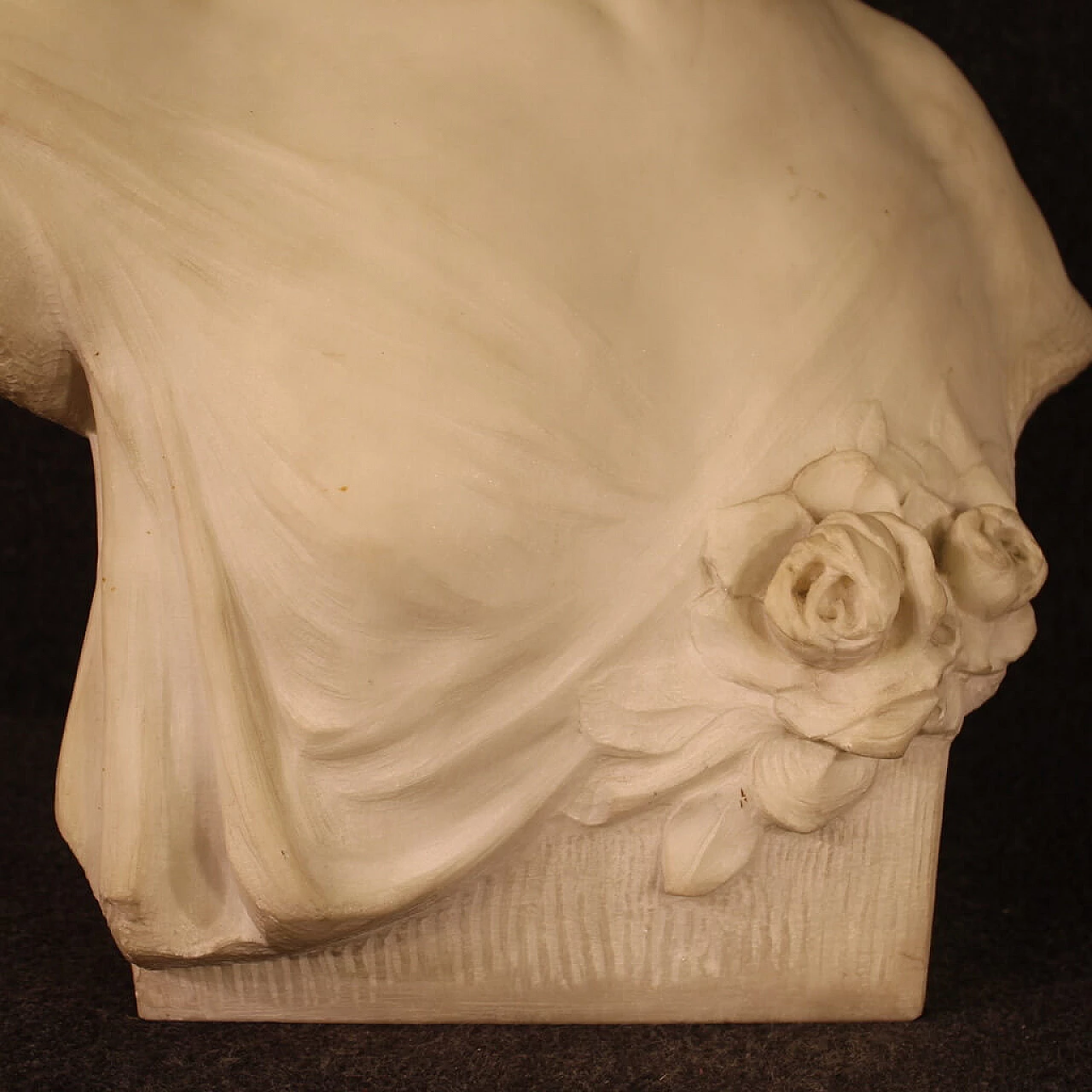 Paul Du Bois, female bust, white marble sculpture, 1930s 10