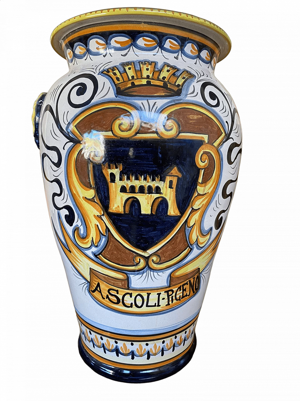 Hand-painted Ascoli Piceno ceramic umbrella stand 7