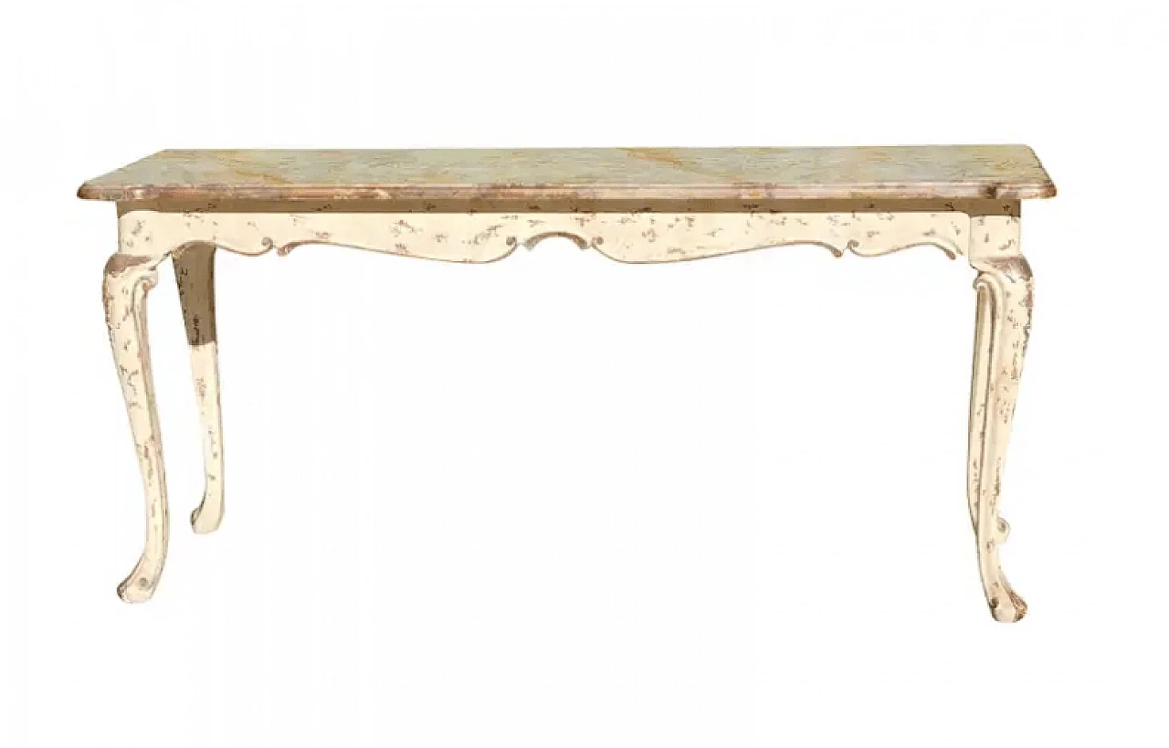 Carved and hand-painted wooden console table, 2000s 1