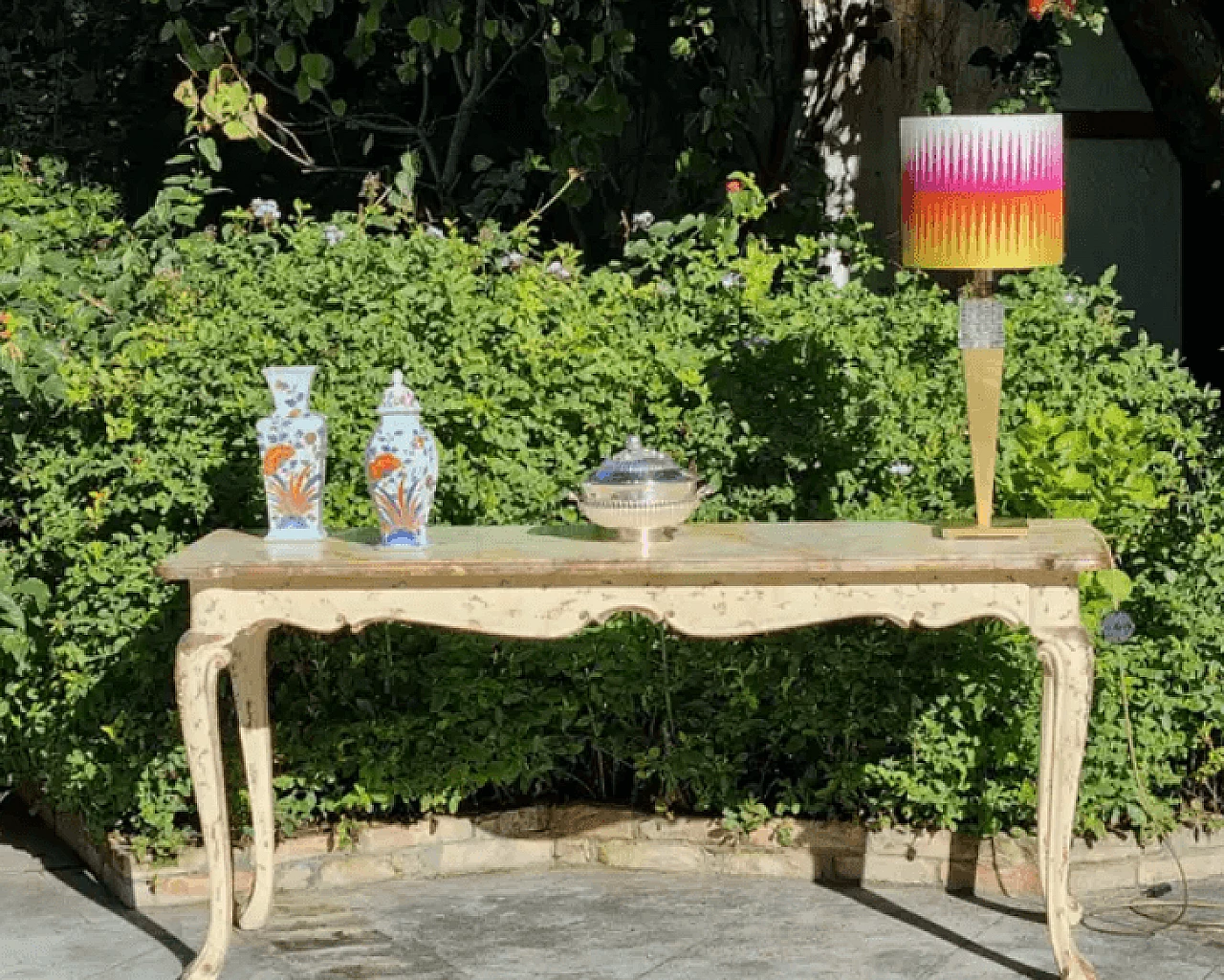 Carved and hand-painted wooden console table, 2000s 5