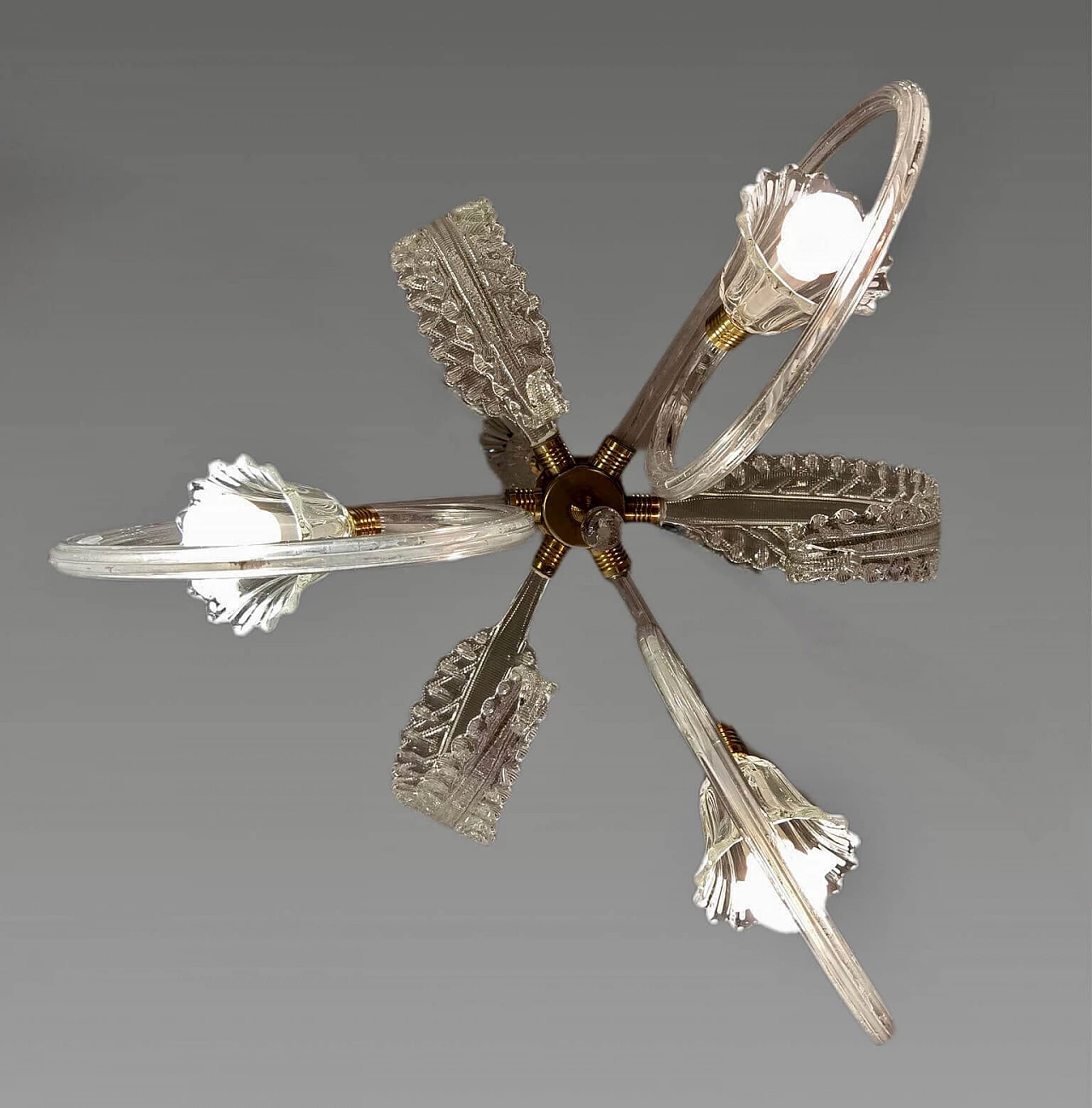 Three-light chandelier attributed to Ercole Barovier for Barovier & Toso, 1940s 5