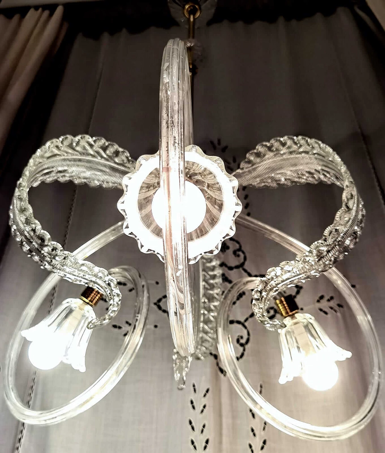 Three-light chandelier attributed to Ercole Barovier for Barovier & Toso, 1940s 10