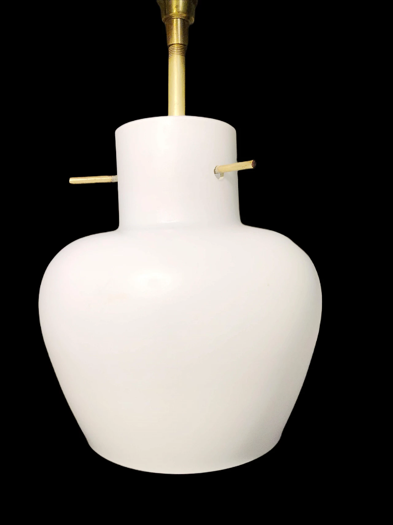 Teak, brass and glass hanging lamp attributed to Stilnovo, 1960s 2