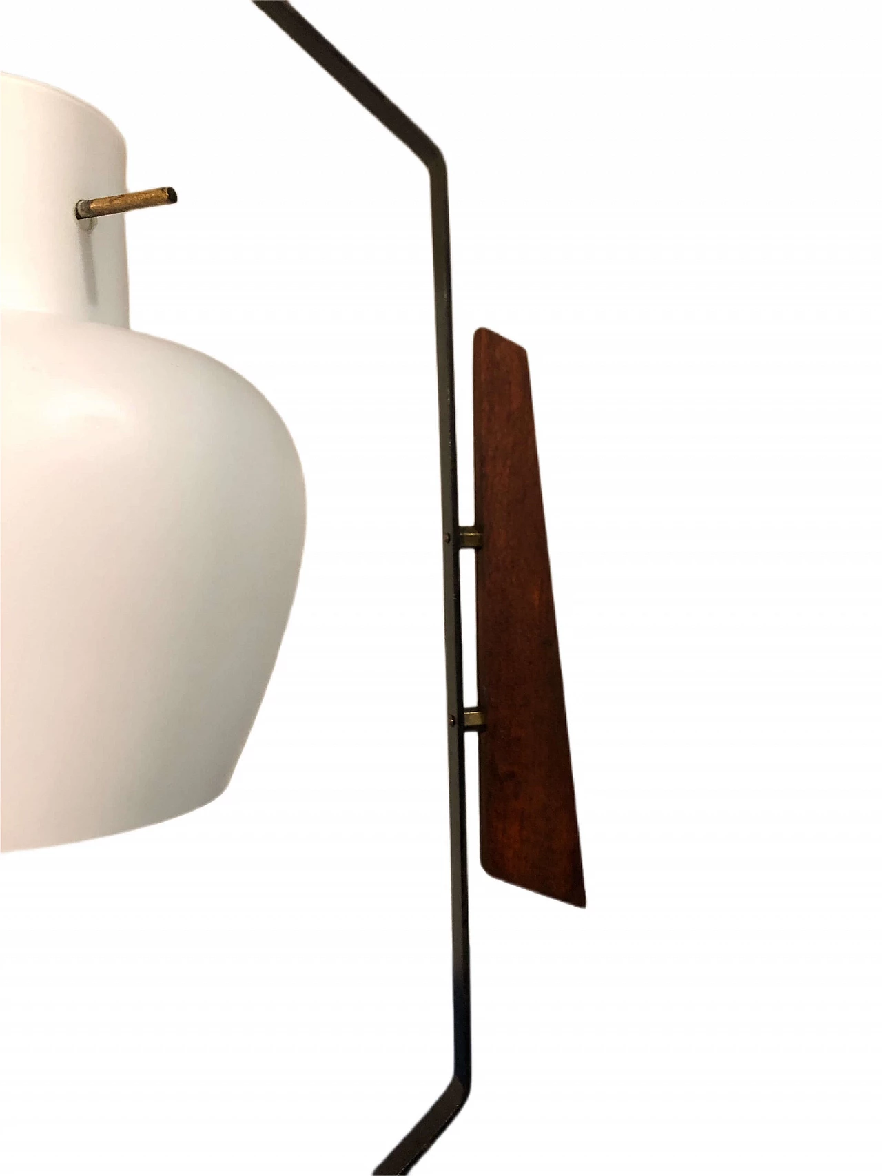 Teak, brass and glass hanging lamp attributed to Stilnovo, 1960s 6