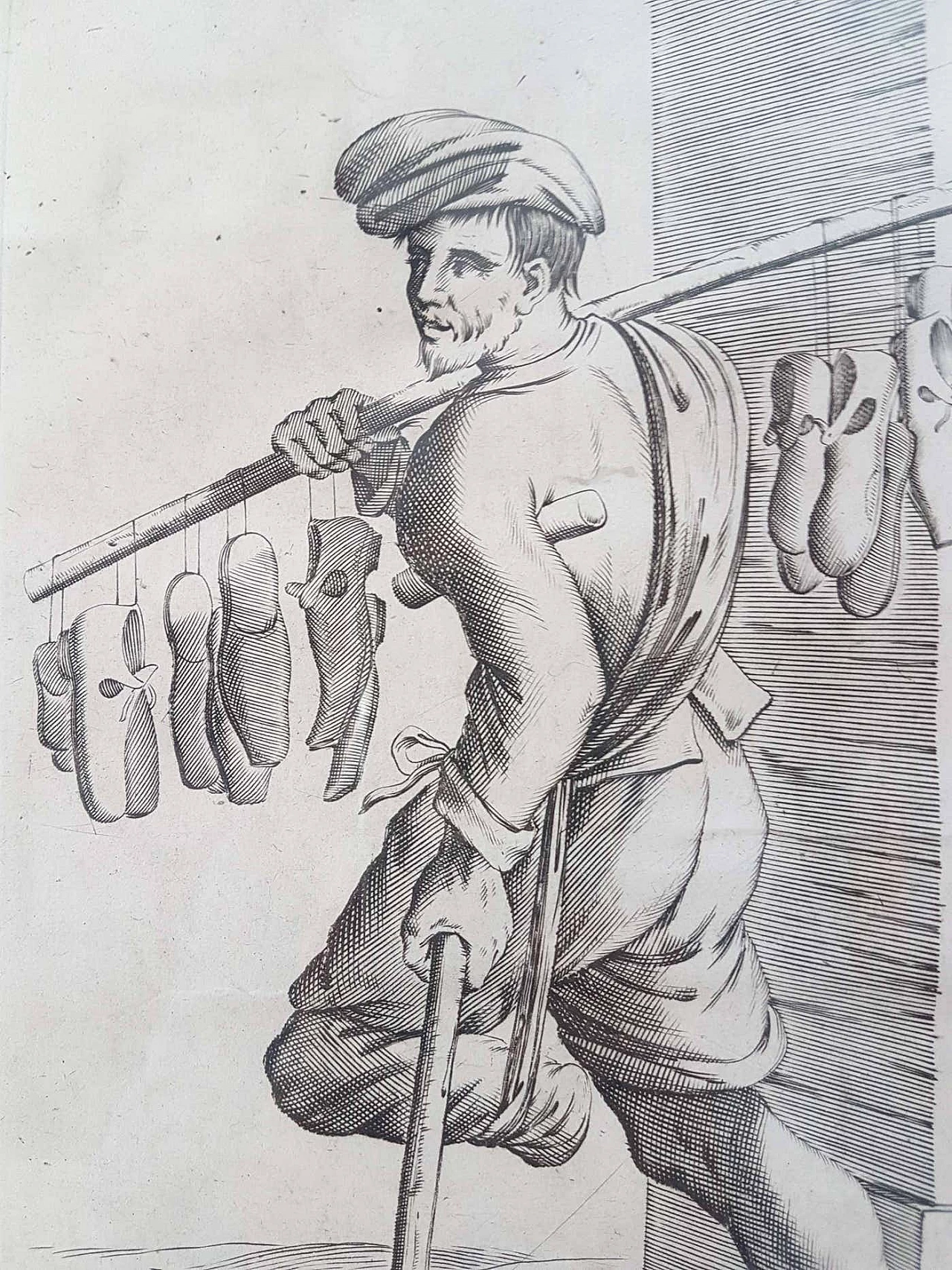 Francesco Curti, Shoe vendor, etching, 17th century 3