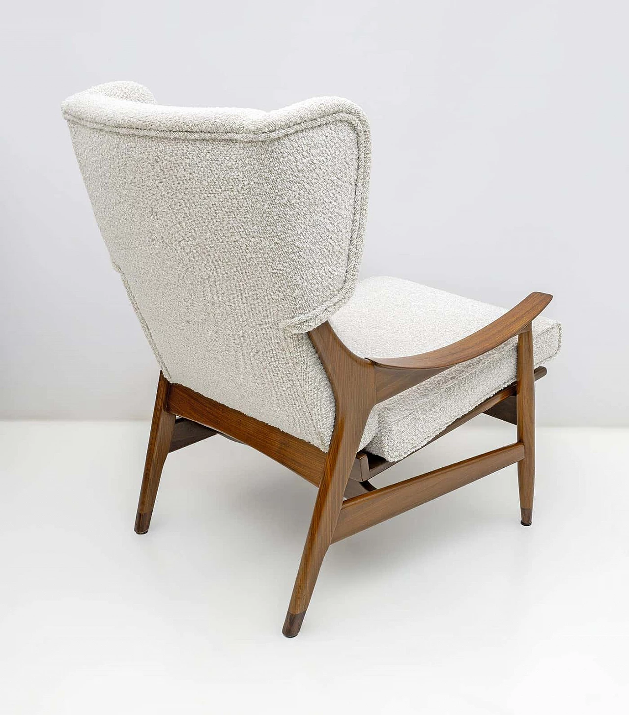 Pair of FM 106 teak and bouclé armchairs by Framar, 1950s 8