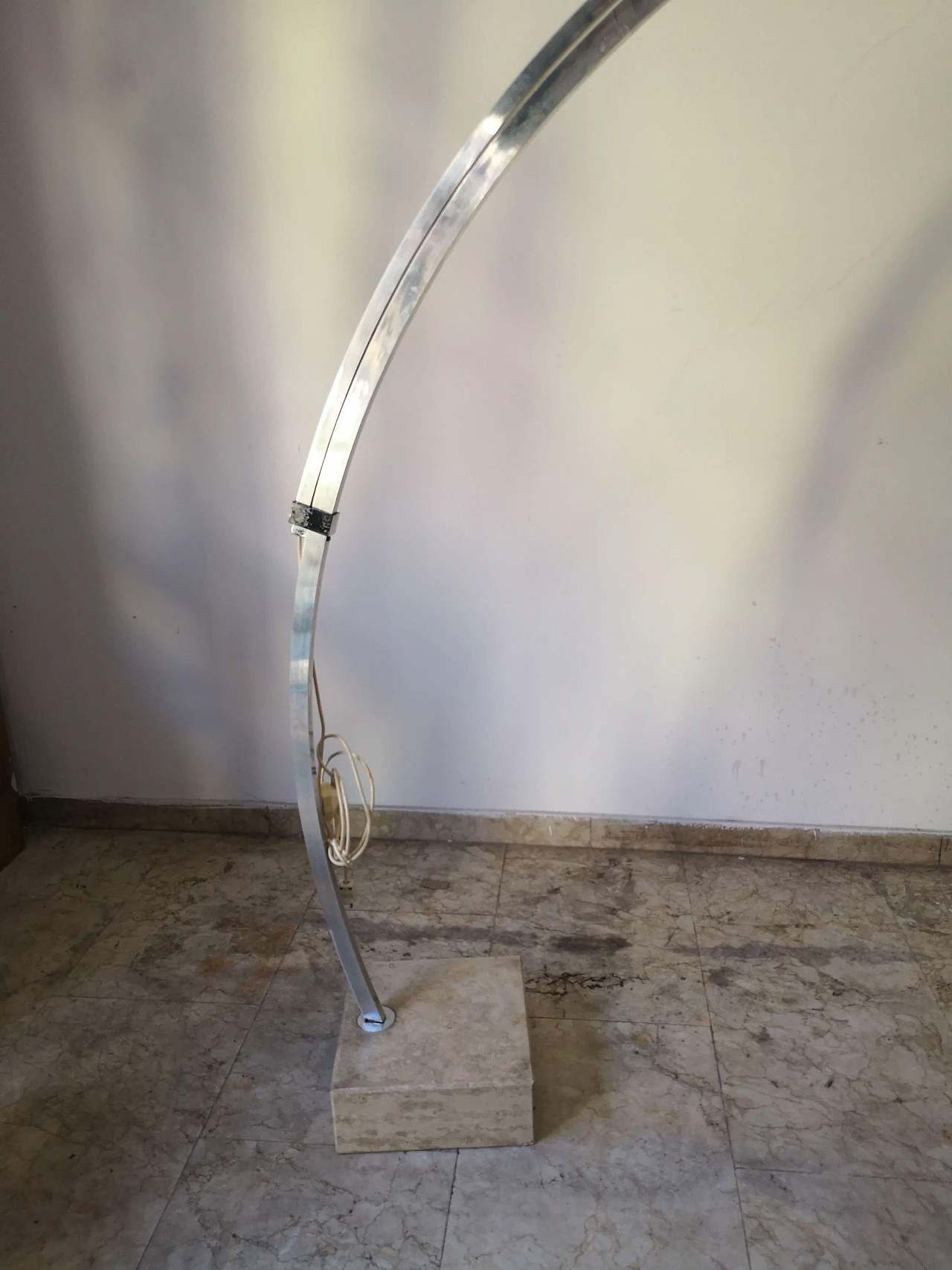 Aluminum and marble extendable arc floor lamp, 1970s 6