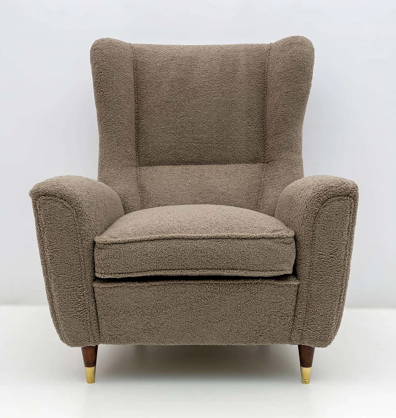 High-backed bouclè armchair in Gio Ponti style by ISA Bergamo, 1950s 3