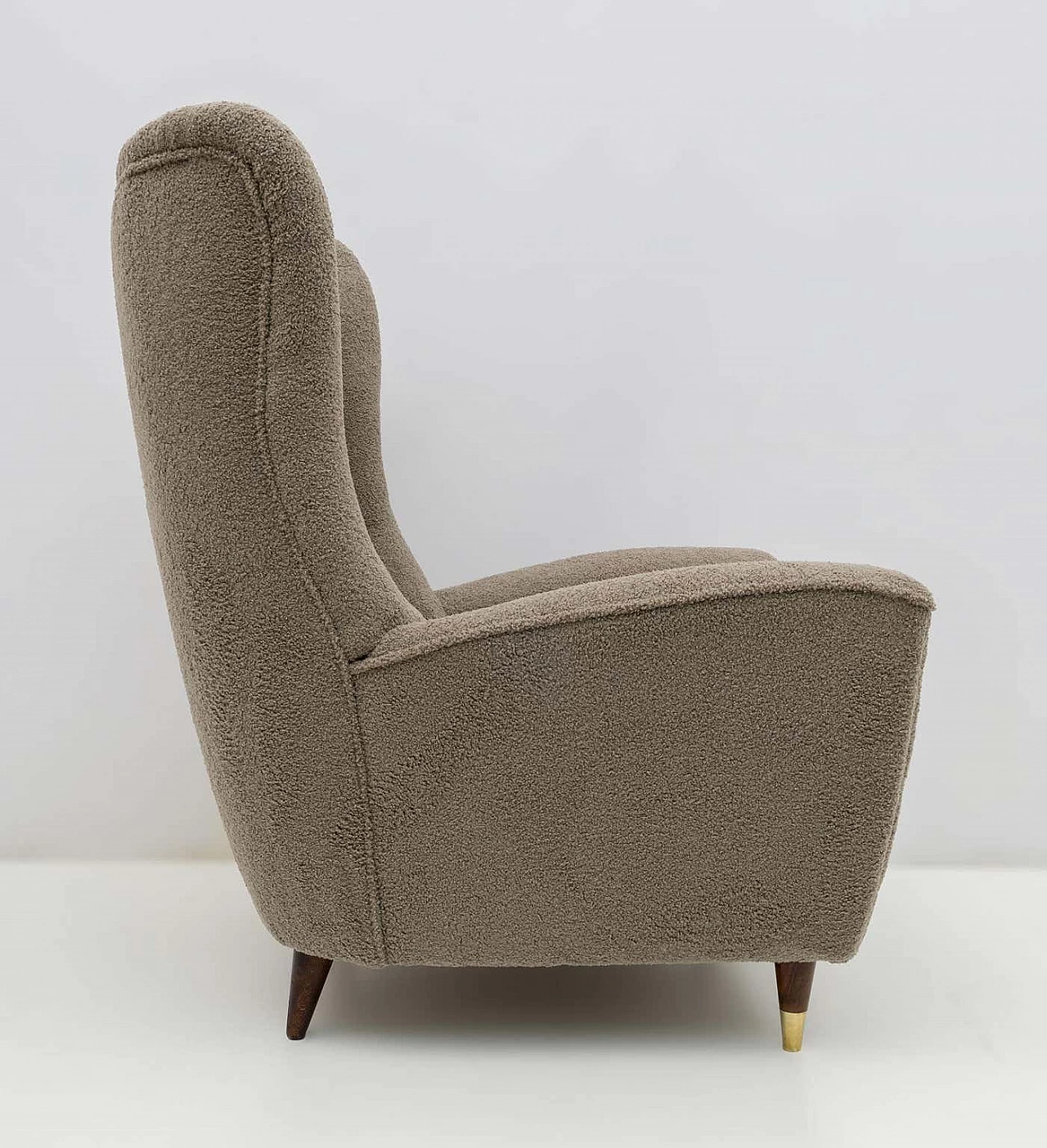 High-backed bouclè armchair in Gio Ponti style by ISA Bergamo, 1950s 5