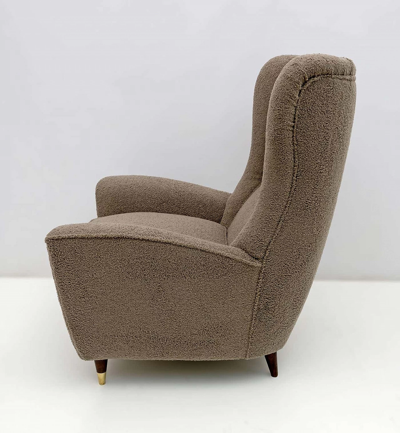 High-backed bouclè armchair in Gio Ponti style by ISA Bergamo, 1950s 7