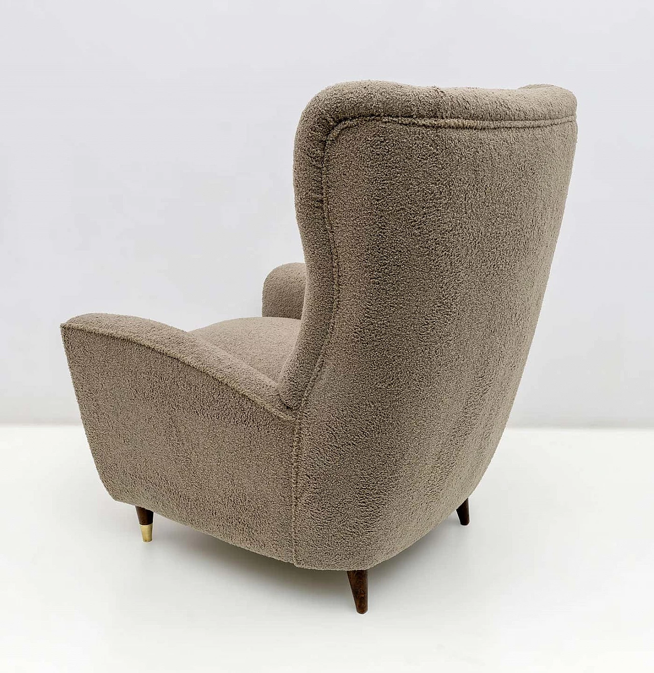 High-backed bouclè armchair in Gio Ponti style by ISA Bergamo, 1950s 9