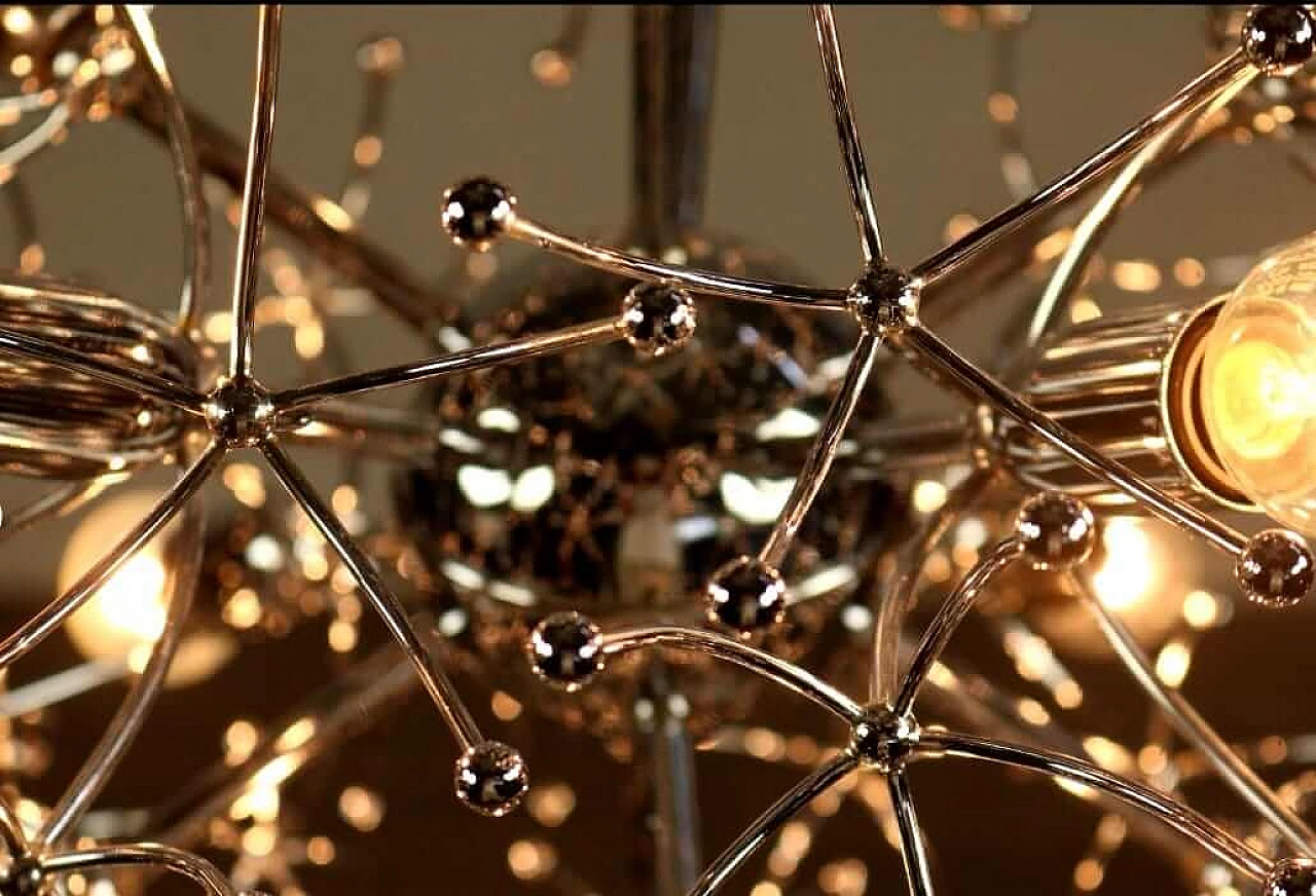 Chromed brass Sputnik chandelier by Gaetano Sciolari, 1970s 5