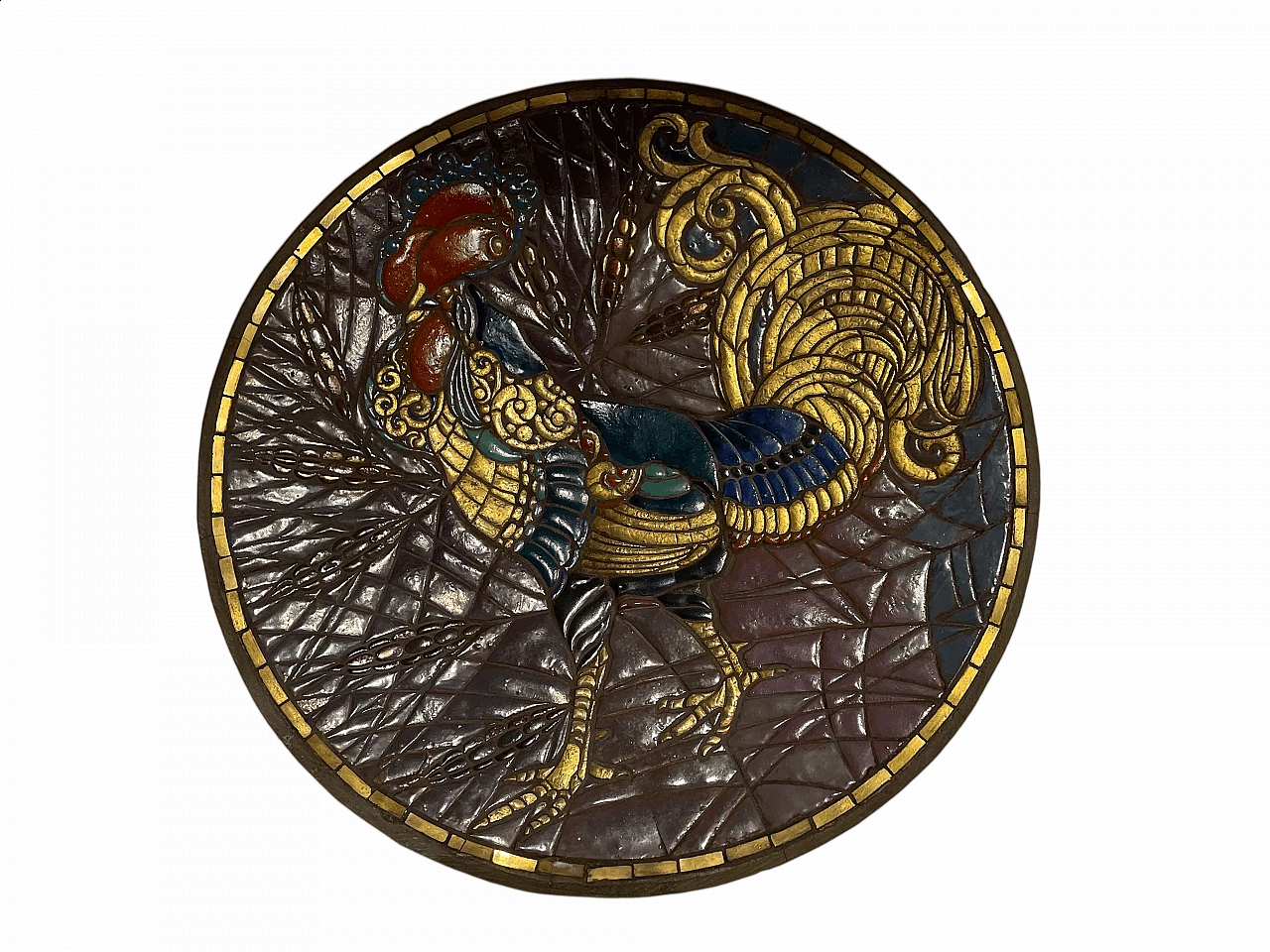 Plate graffito-decorated depicting a rooster by Giovanni Battista Gianotti, early 1900s 5