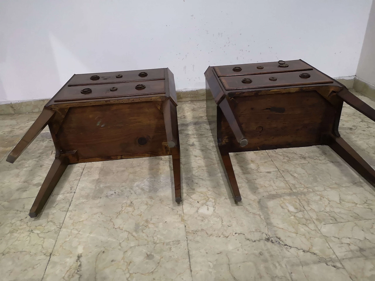 Pair of Louis XVI bedside tables in orange wood, Rio rosewood and occhetted maple, late 18th century 21