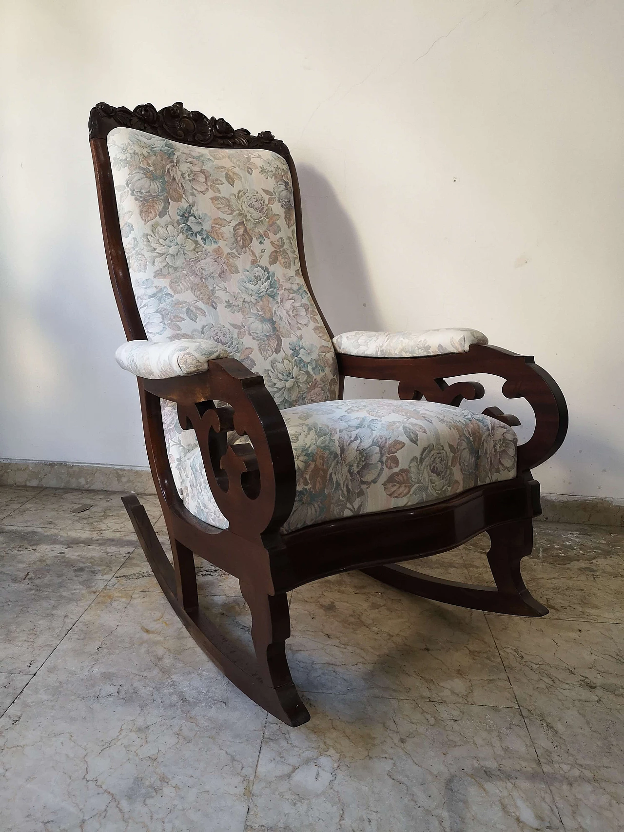 Louis Philippe walnut rocking armchair, 19th century 1