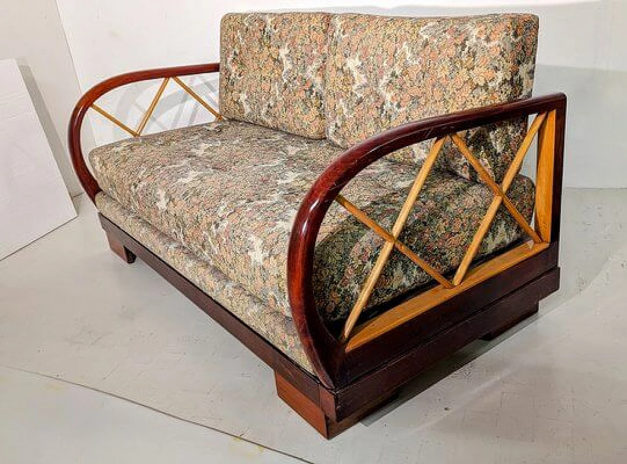 Wood and fabric extendable sofa in the style of Paolo Buffa, 1940s 2