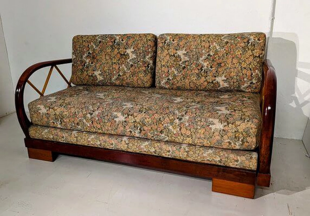 Wood and fabric extendable sofa in the style of Paolo Buffa, 1940s 3