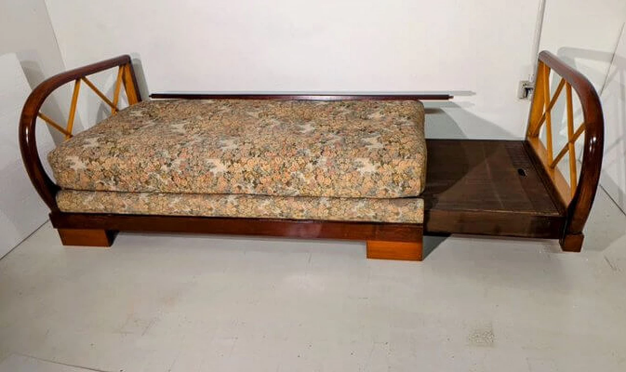 Wood and fabric extendable sofa in the style of Paolo Buffa, 1940s 5