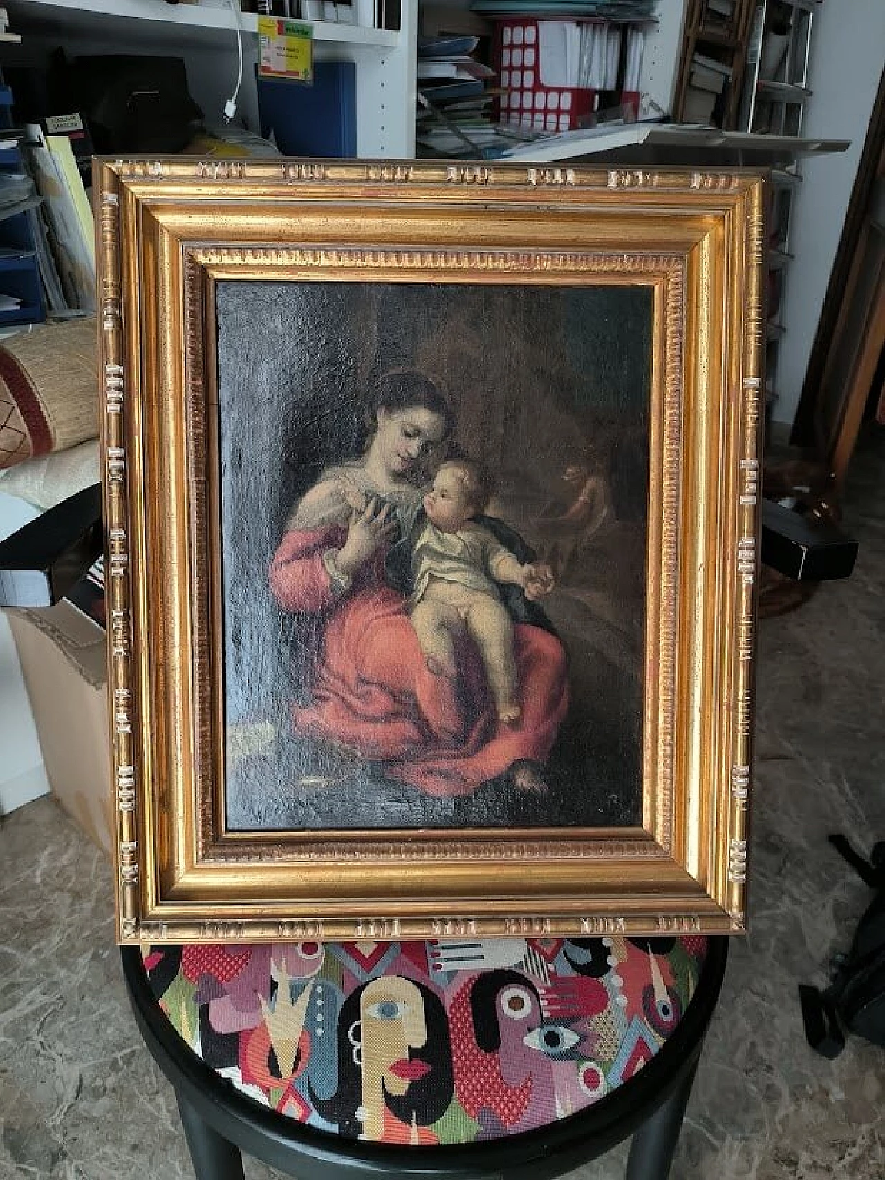 Reproduction of Correggio's Madonna of the Basket, oil painting on canvas, 17th century 3