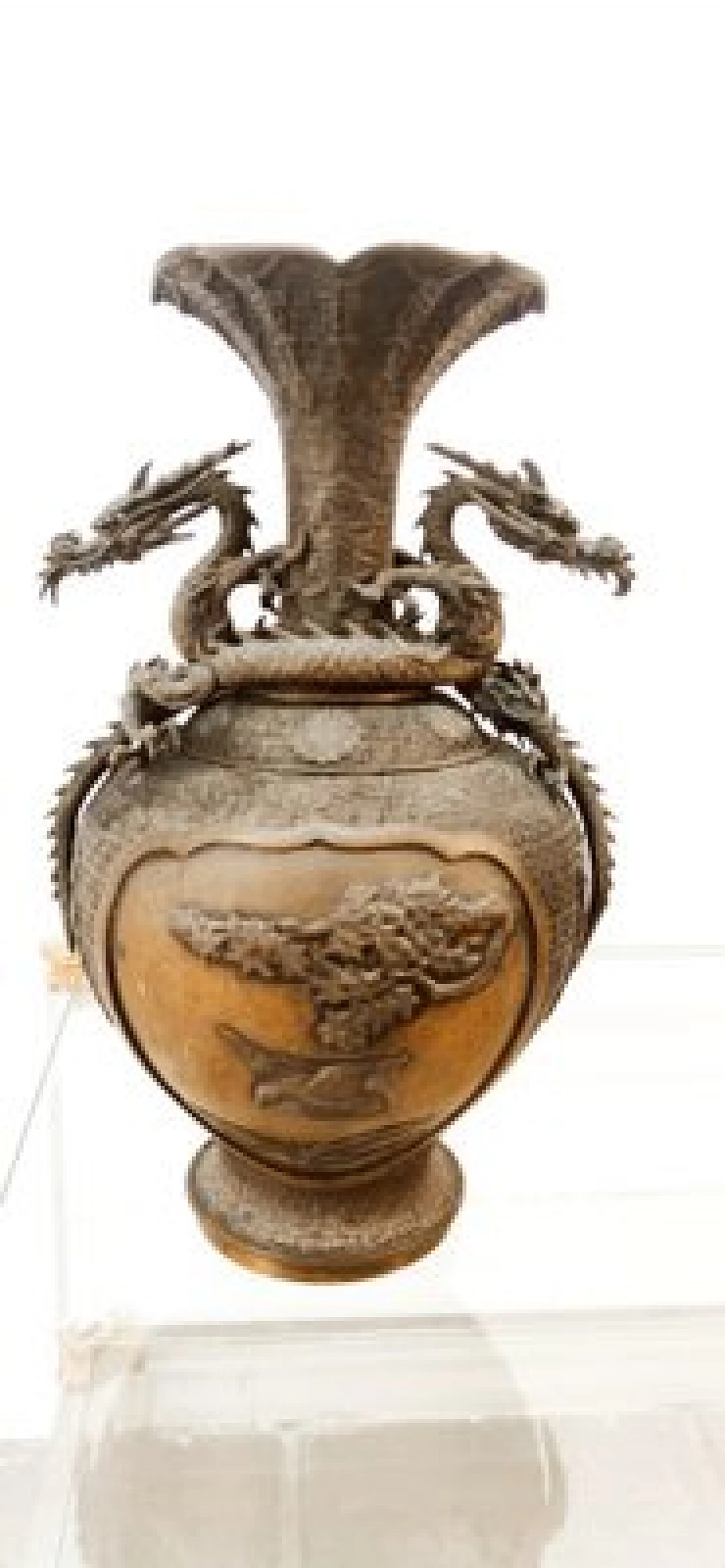 Pair of Japanese bronze vases with dragons 16