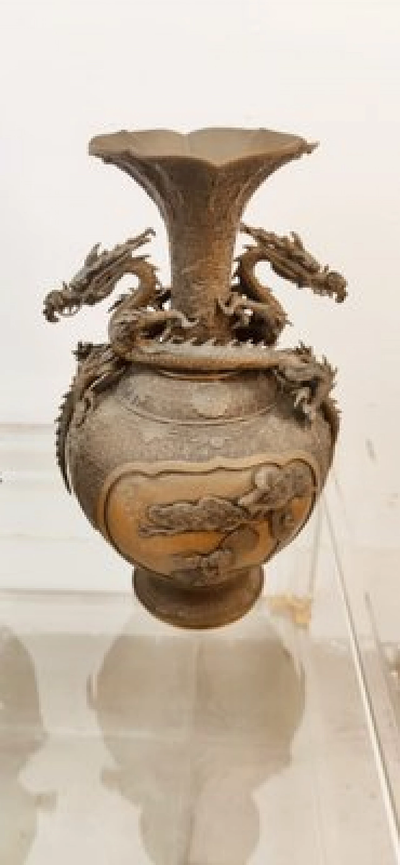 Pair of Japanese bronze vases with dragons 18