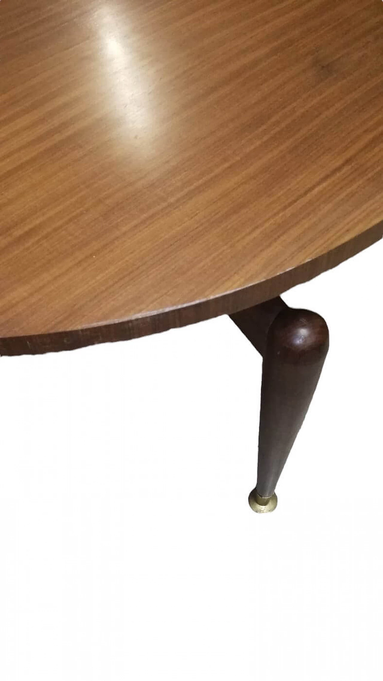 Round mahogany coffee table with brass feet, 1960s 4