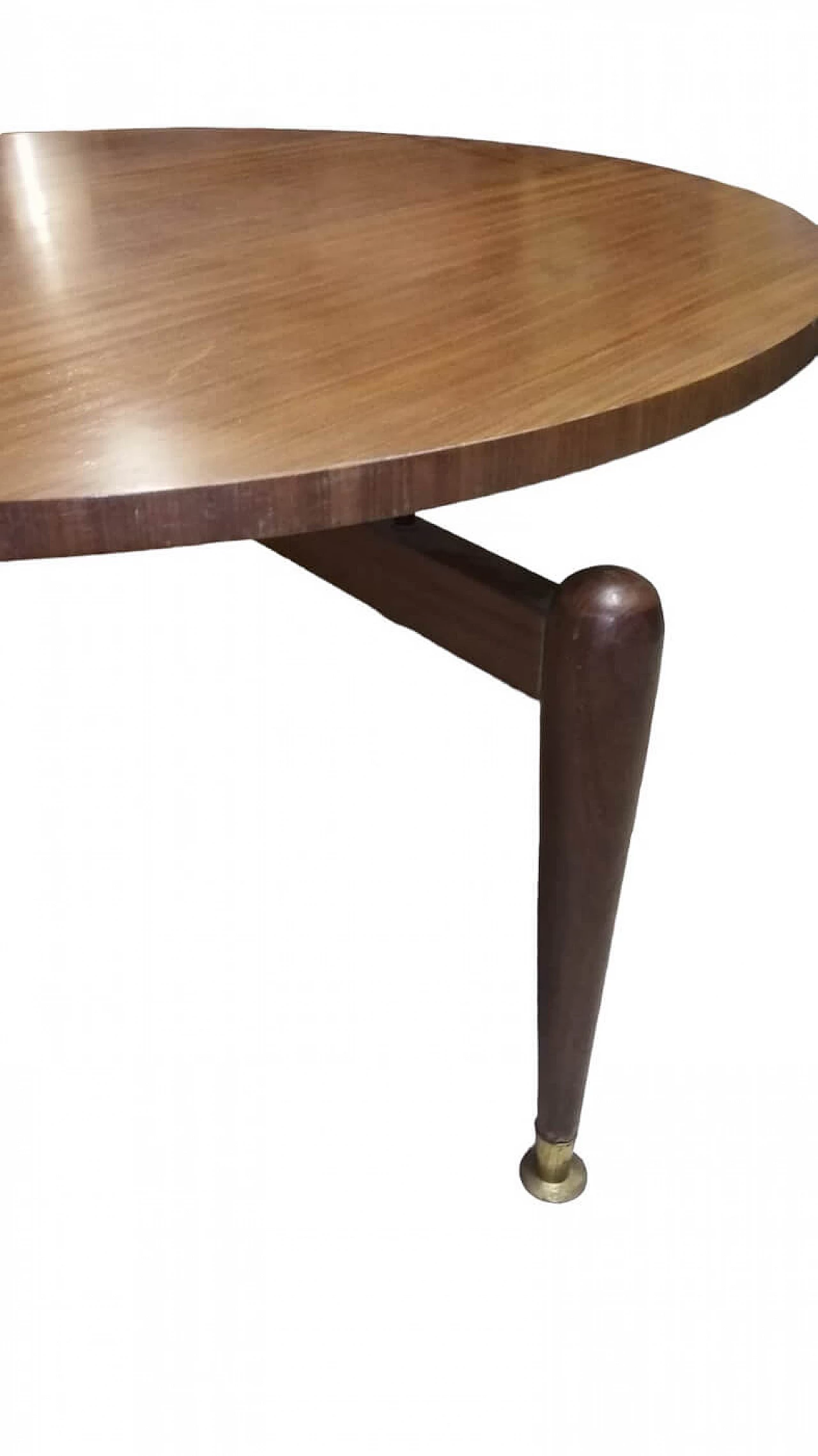 Round mahogany coffee table with brass feet, 1960s 6