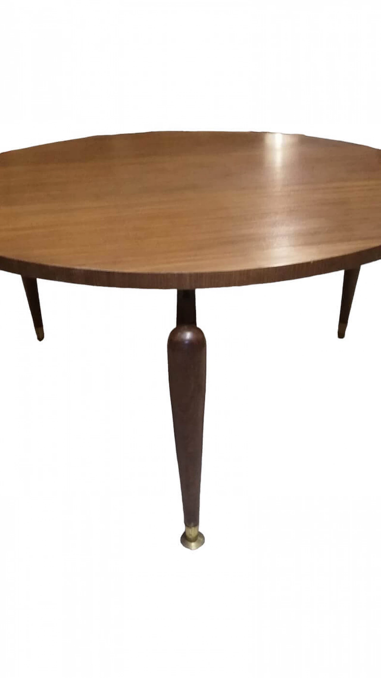 Round mahogany coffee table with brass feet, 1960s 7