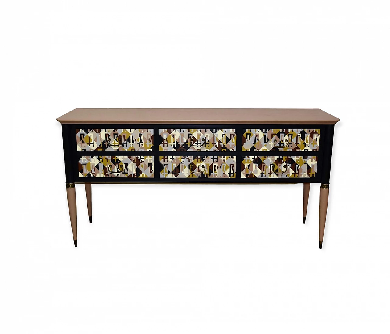 Monogram lacquered wood chest of drawers, 1950s 4